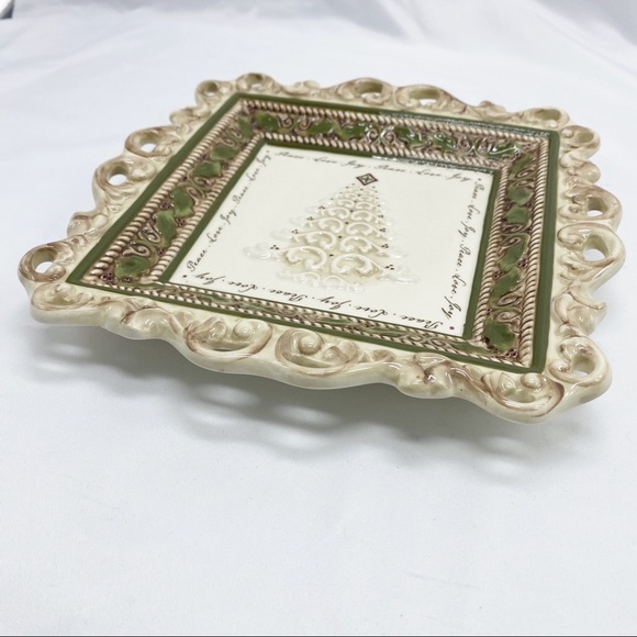 Clearance Peace Love Joy Christmas Tree Decor Plate w Stand - Picture 6 of 9